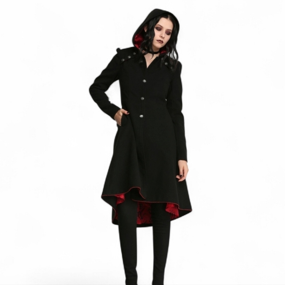American Horror Story Coven Black/Red Trench Coat - Picture 3 of 16